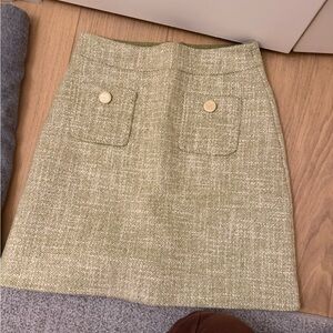 Sandro Light Green Tweed Mini Skirt